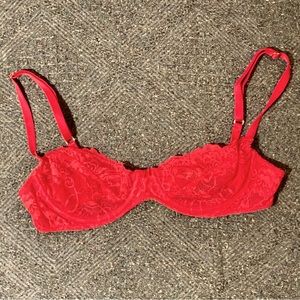 Hot pink lace underwire balconette bra, unlined, size 36 B. Express Intimates.